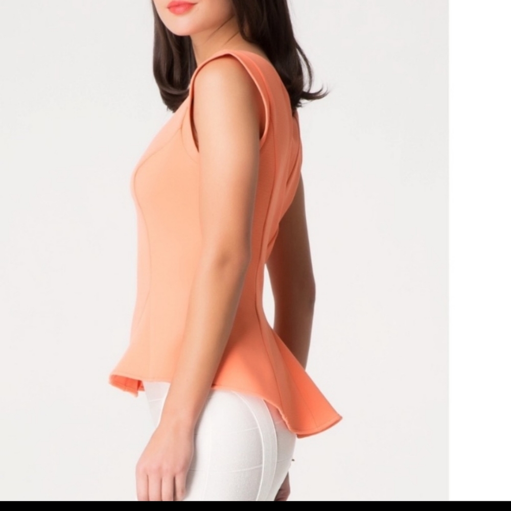 Bebe Ottoman Peplum Top in Black Size Small